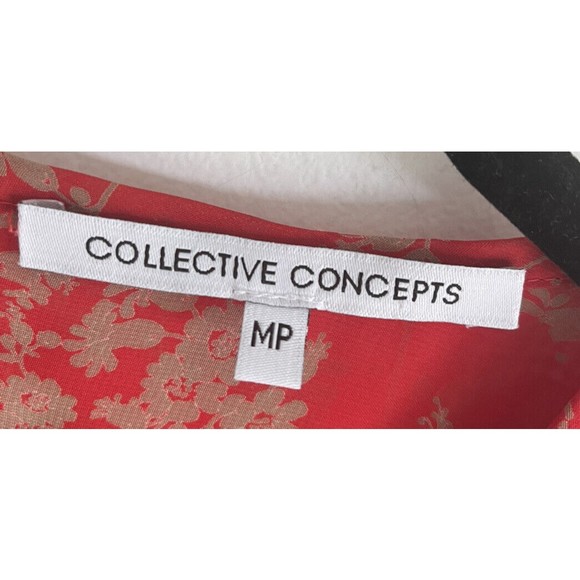Collective Concepts Sleeveless Womens Red Floral Sheer Blouse MP - Picture 4 of 12